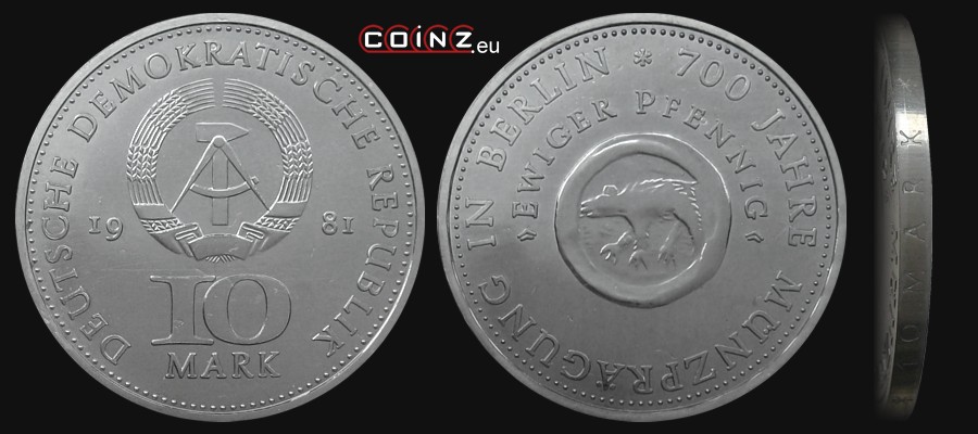 10 marek 1981 - 700 Lat Mennicy Berlińskiej - monety Niemiec (NRD)