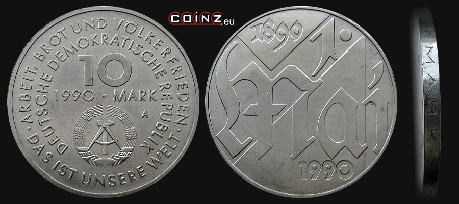 10 marek 1990 Stulecie Obchodów 1 Maja - monety Niemiec (NRD)