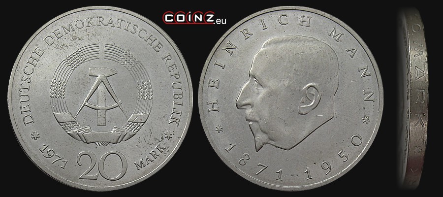 20 marek 1971 Heinrich Mann - monety Niemiec (NRD)