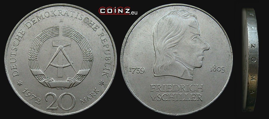 20 marek 1972 Friedrich von Schiller - monety Niemiec (NRD)