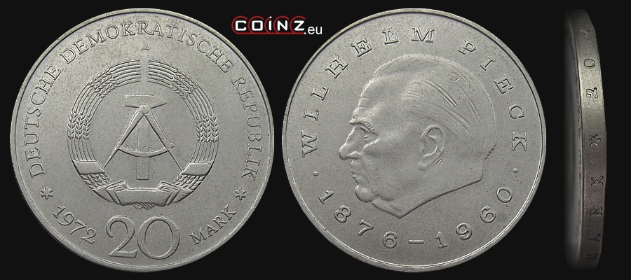 20 marek 1972 Wilhelm Pieck - monety Niemiec (NRD)
