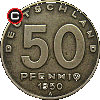50 fenigów 1949-1950 - układ awersu do rewersu