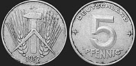 Monety Niemiec - 5 fenigów 1952-1953