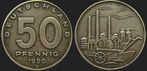 Monety Niemiec - 50 fenigów 1950