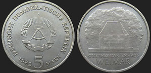 Monety Niemiec - 5 marek 1982 Weimar - Dom Goethego