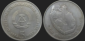 Monety Niemiec - 5 marek 1982 Zamek Wartburg