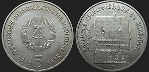 Monety Niemiec - 5 marek 1983 Eisleben - Dom Lutra