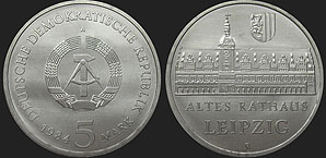 Monety Niemiec - 5 marek 1984 Lipsk - Stary Ratusz