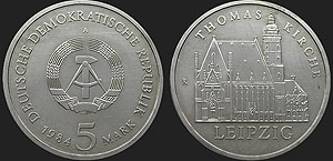 Monety Niemiec - 5 marek 1984 Lipsk - Kościół Św. Tomasza