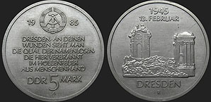 Monety Niemiec - 5 marek 1985 Drezno - Kościół Marii Panny
