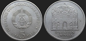 Monety Niemiec - 5 marek 1985 Drezno - Pałac Zwinger