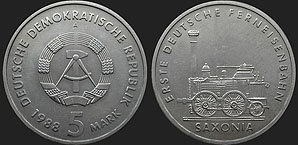 Monety Niemiec - 5 marek 1988 Saxonia - Kolej Dalekobieżna