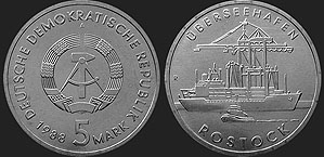 Monety Niemiec - 5 marek 1988 Rostock - Port Morski