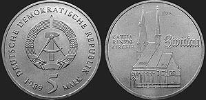 Monety Niemiec - 5 marek 1989 Zwickau - Kościół Św. Katarzyny
