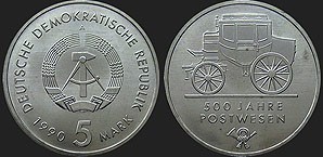Monety Niemiec - 5 marek 1990 500 Lat Poczty