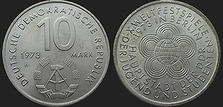 Monety Niemiec - 10 marek 1973 Festiwal Młodzieży i Studentów