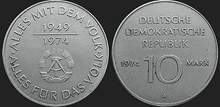 Monety Niemiec - 10 marek 1974 25 Lat NRD