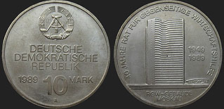 Monety Niemiec - 10 marek 1989 40 Lat RWPG