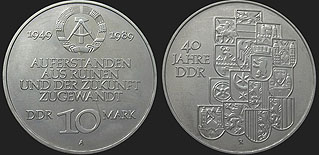 Monety Niemiec - 10 marek 1989 40 Lat NRD