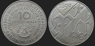 Monety Niemiec - 10 marek 1990 Stulecie Obchodów 1 Maja