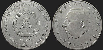 Monety Niemiec - 20 marek 1971 Heinrich Mann
