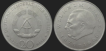Monety Niemiec - 20 marek 1972 Wilhelm Pieck