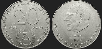 Monety Niemiec - 20 marek 1973 Otto Grotewohl