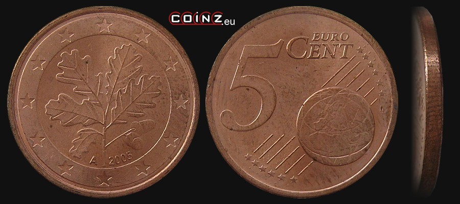 5 euro centów od 2002 - monety Niemiec