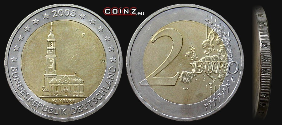 2 euro 2008 Hamburg - monety Niemiec