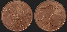 Monety Niemiec - 5 euro centów od 2002