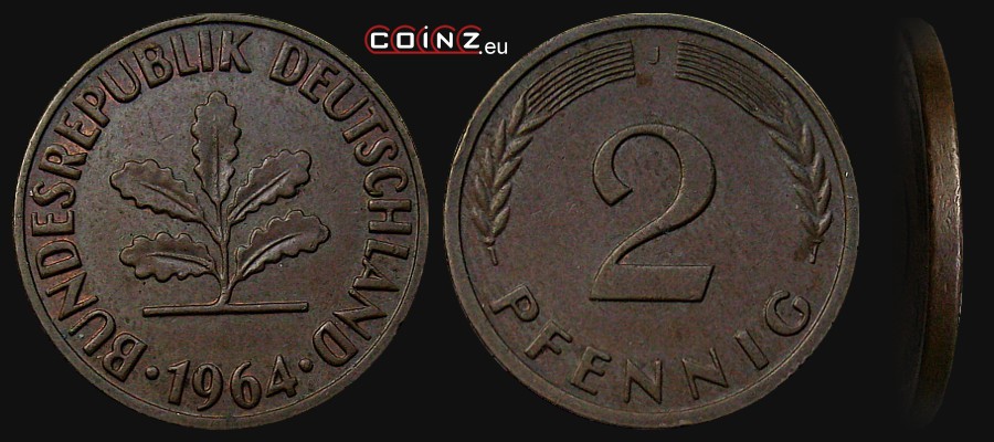 2 pfennig 1950-1969 - German coins