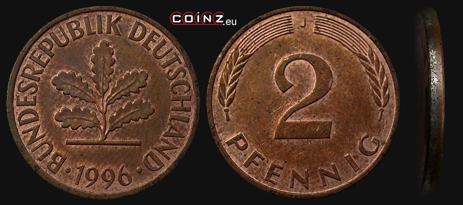 2 pfennig 1968-1996 - German coins