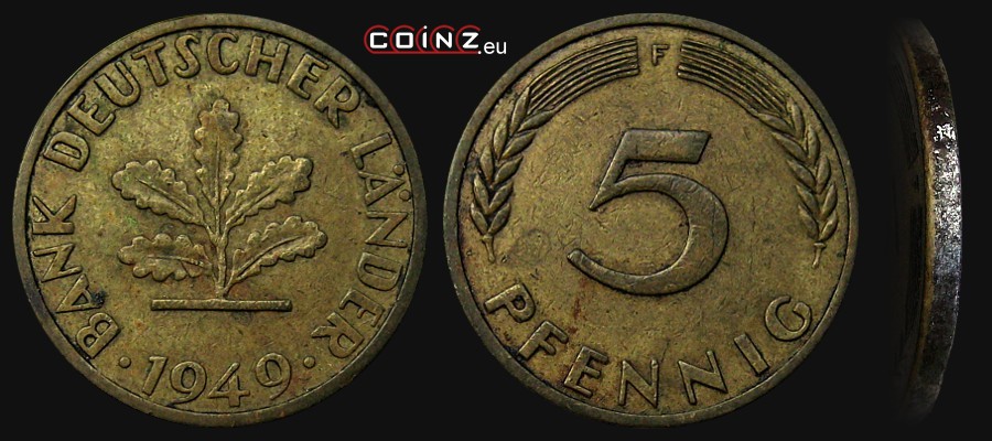 5 fenigów 1949 - monety Niemiec
