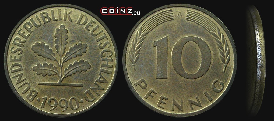10 fenigów 1950-1996 - monety Niemiec