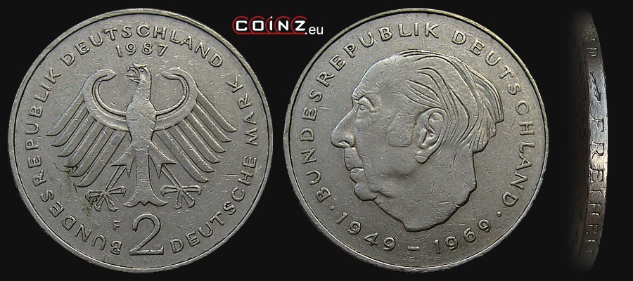 2 mark 1970-1987 Theodor Heuss - German coins