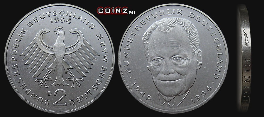 2 marki 1994-1996 Willy Brandt - monety Niemiec