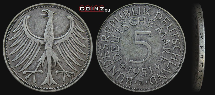 5 marek 1951-1974 - monety Niemiec