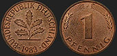 German coins - 1 pfennig 1950-1996
