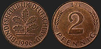 German coins - 2 fenigi 1968-1996