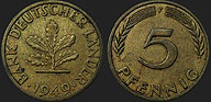 German coins - 5 fenigów 1949