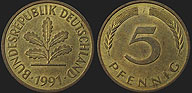 German coins - 5 fenigów 1950-1996