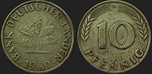 German coins - 10 fenigów 1949