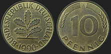 German coins - 10 fenigów 1950-1996