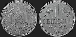 German coins - 1 mark 1950-1995