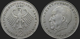 German coins - 2 mark 1969-1987 Konrad Adenauer