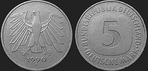 German coins - 5 marek 1975-1994