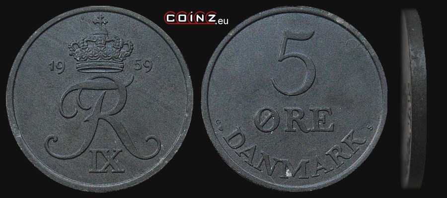 5 øre 1950-1964 - coins of Denmark