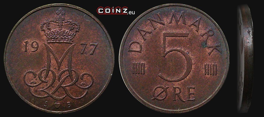 5 øre 1973-1988 - coins of Denmark