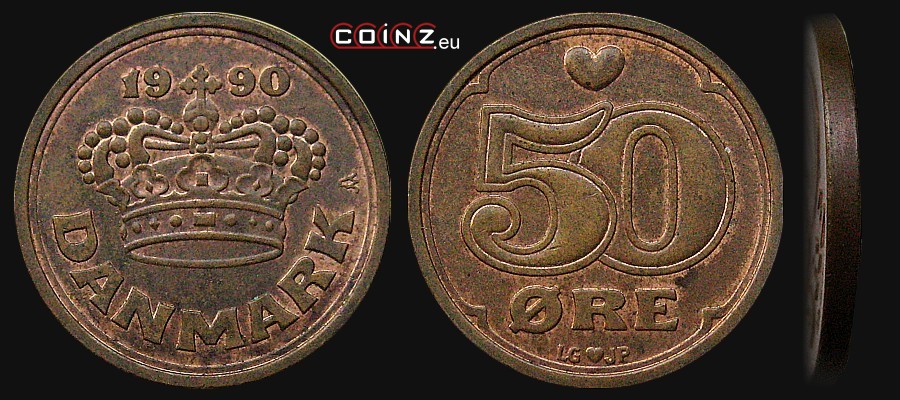 50 øre from 1989 - coins of Denmark
