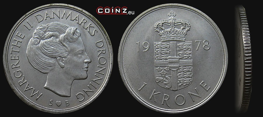 1 korona 1973-1989 - monety Danii
